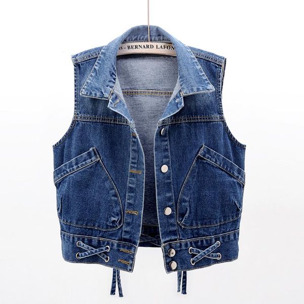 

women's vests spring autumn plus size short denim vest women casual sleeveless jacket loose ladies waistcoat vintage jeans 5xl g047, Black;white