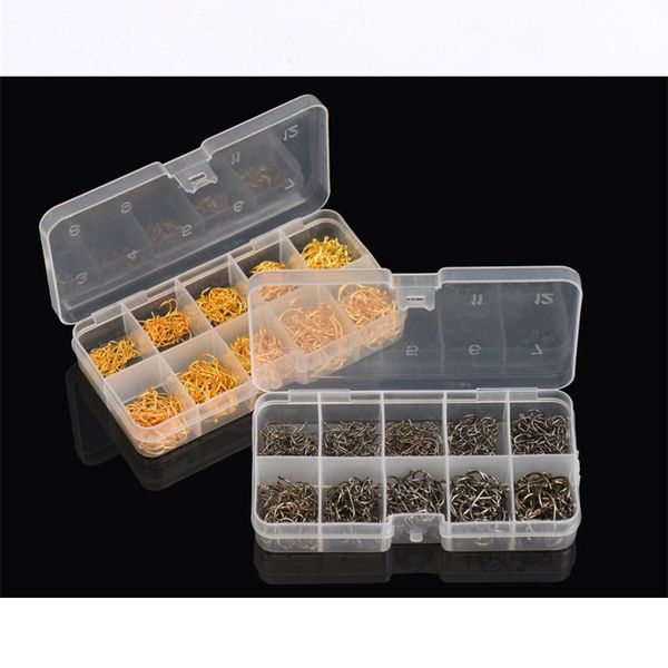 

plastic box packaging 600 pcs/box 3# -12# 10 sizes carbon steel fishing hook fishhooks durable fine hooks