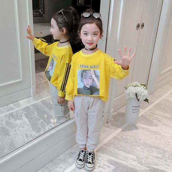 

clothing sets girls clothes 2021 autumn spring long sleeve shirts + pants suits kids teen children 5 6 7 8 9 10 12 years, White