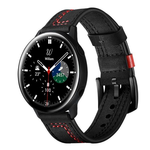 

watch bands genuine leather bracelet for samsung galaxy 4 44mm 40mm band/galaxy watch4 classic 46mm 42mm strap/galaxy watch3 45mm 41mm, Black;brown