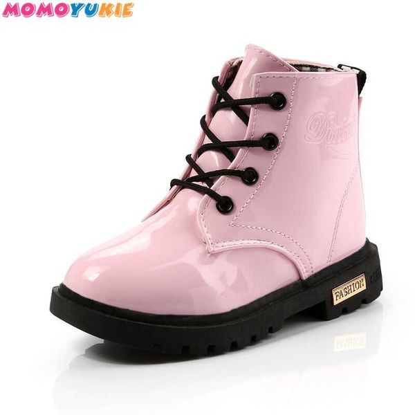 Children Martin Boots Pu de couro impermeável motocicleta inverno crianças neve marca meninas princesa sapatos de borracha 210713