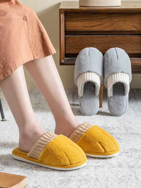 

maggie's walker women sweet faux hair slippers candy-colored flat-heeled plush winter and autumn size 36~45, Black