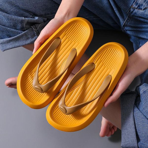 

women flip flops slippers summer 2021 sandals beach non-slip rubber fashion outdoor casual soft shoes yellow, Black