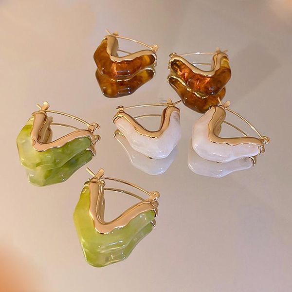 

hoop & huggie kofsac creative luxury gold color earrings for women jewelry chic resin irregular earring lady anniversary accessories, Golden;silver