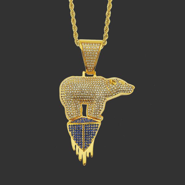 

amulet neck pendants selling hip hop environmental theme glacier polar bear pendant necklace, Silver
