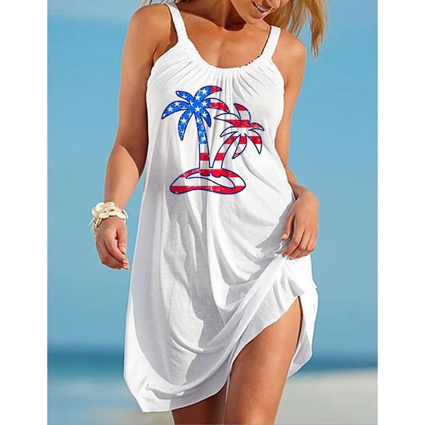 

refinement long-sleeved round neck strap new style 3d printing loose summer beach seabed animal ocs sling sleeveless casual dress, Black;gray