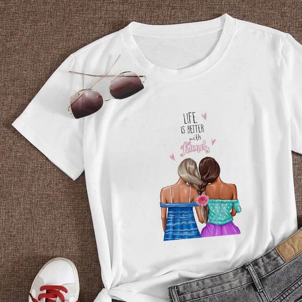 

gorgeous minimalist fashion beautiful women aesthetic life is better with friends letter print, White