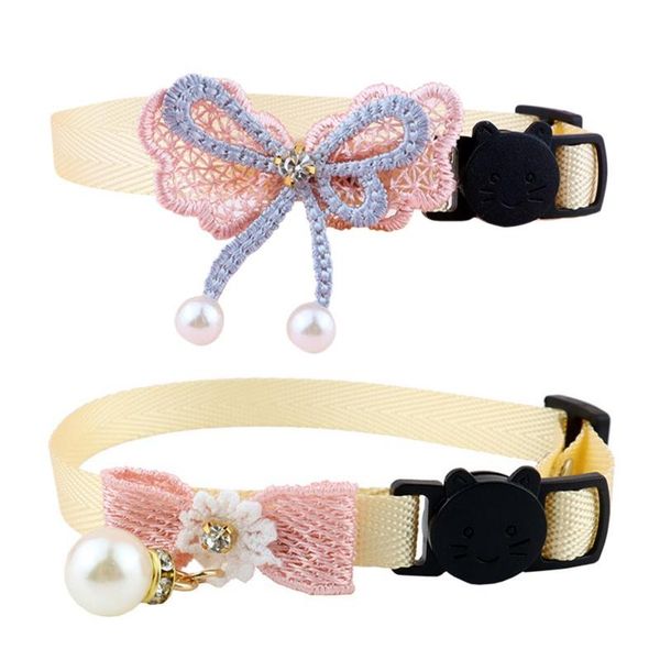 

cat collars & leads pearl bow tie decotation dog collar ribbon pet necklace apparels jewelry accessories for puppy dogs