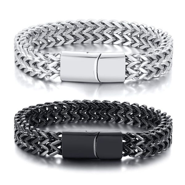

link, chain men link bracelet in black silver color stainless steel bracelets