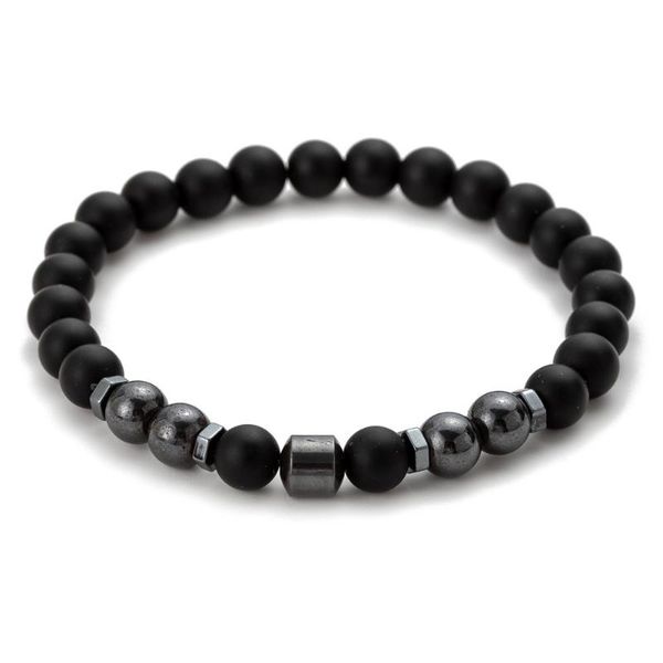 

beaded, strands classic fashion magnet health care jewelry colorful stone frosted magnetic bracelet anklet men's and women's gifts, Black