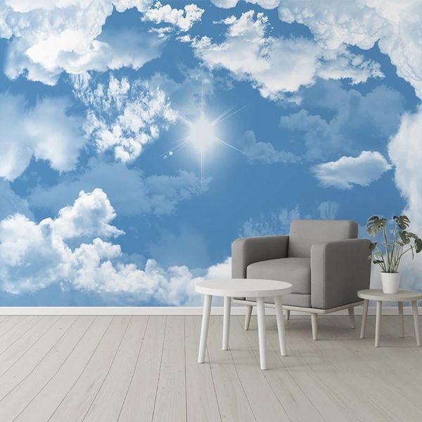 

wallpapers custom po wallpaper 3d blue sky and white clouds murals living room bedroom background wall painting papel de parede frescoes