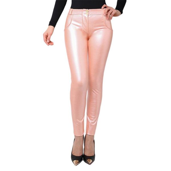 

women's pants & capris winter leggings 2021 women pink leather melody casual wet plus size trousers fleece lined skinny bum lifting sha, Black;white
