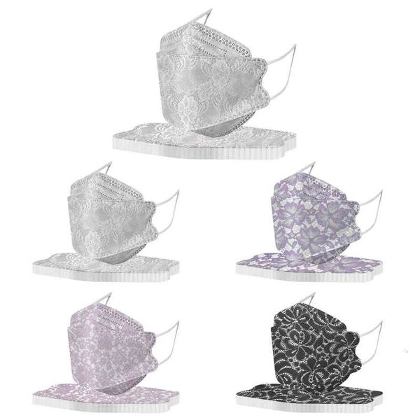 

korean 4-layer kf94 printing lace willow leaf fish type children's mask 10 pack