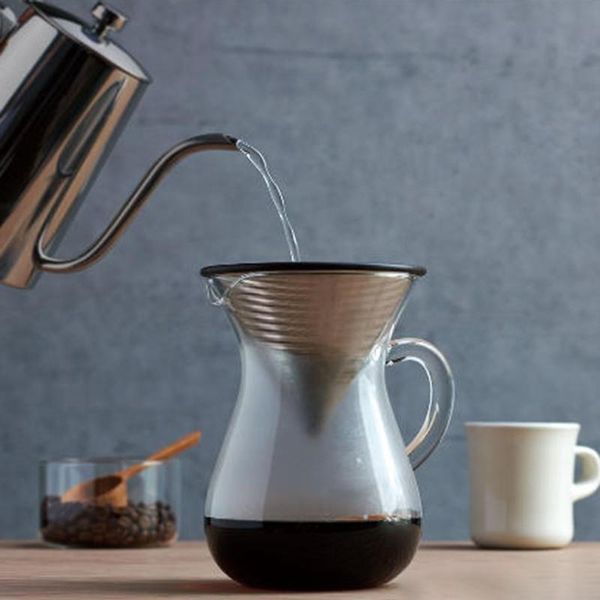 

coffee filters stainless steel pour over reusable paperless cone dripper for maker pot 90mm diameter filter