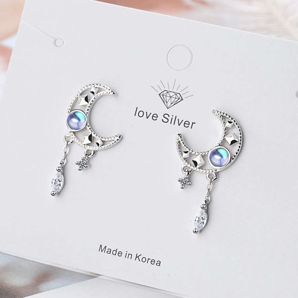 

bright color hollow out moon tassel earrings, fresh and sweet simple, female earrings of xiaozhongsen department, Silver