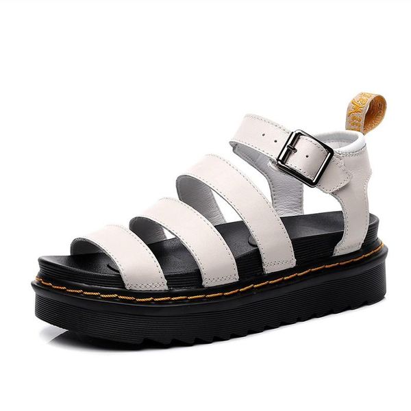 

sandals summer woman flat platform women soft leather casual open toe gladiator wedges madam shoes, Black