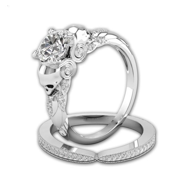 

couple ring fashion skull set women's pair, Silver