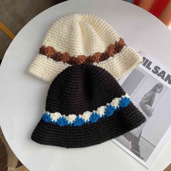 

wool fisherman's women's autumn and winter tide brand designer version show face small versatile basin hat bucket net red style