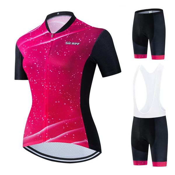 

racing sets jerseys cycling pro clothes bicycle clothing road uniform bike summer wear breathable women, Black;blue