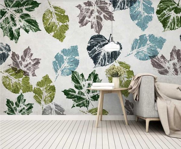 

wallpapers xue su custom wallpaper mural modern minimalist hand painted leaves abstract retro nordic decorative painting background wall