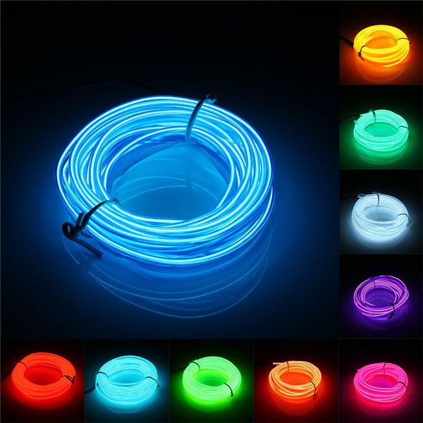 

strips 5m neon light dance party decor string led lamp flexible el wire rope tube waterproof strip with controller