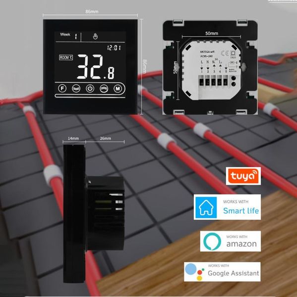 

smart home control intelligent wifi thermostat room electric water gas boiler floor heating temperature controller 95~240v alexa google