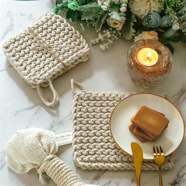 

mats & pads cup mat northern europe macrame tablecloth table placemat handmade cotton braid non-slip insulation pad for kitchen dining room