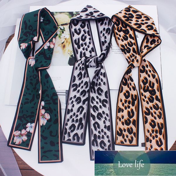 piccole sciarpe di seta decorazione primaverile e autunnale fascia per capelli con stampa leopardata Corea jolly cravatta a nastro sciarpa scarna da donna
