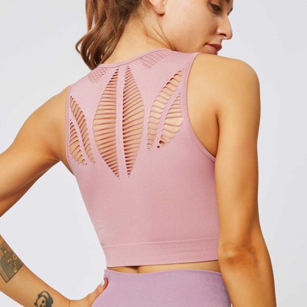 

yoga outfits gym bra absorb sweat running sports fitness women seamless backless mesh padded vest tanks workout clothe, White;red