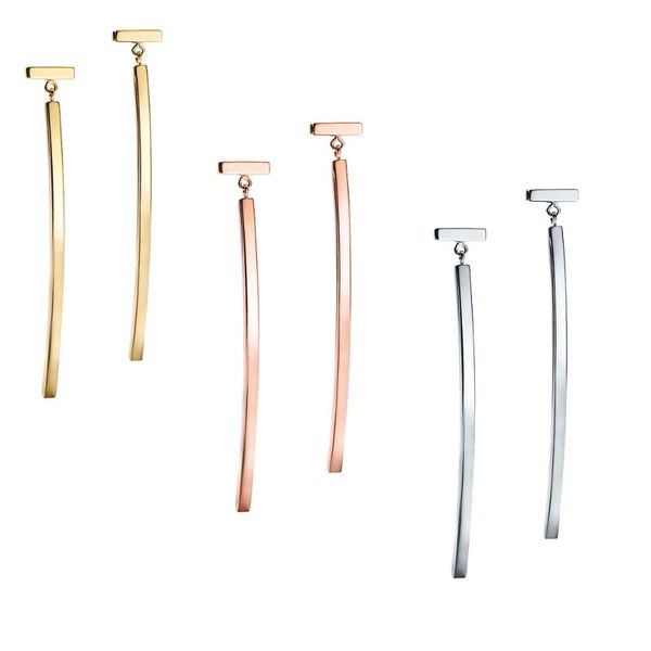 

stud 2021 earrings t shape multicolor original 100% s925 sterling silver women's jewelry, Golden;silver