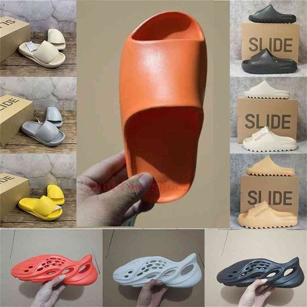 

luxurys designers sandals for women mens foam runner resin core enflame orange pure desert sand slides flip flops beach shoes size 36-47, Black