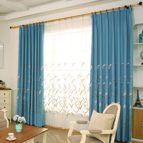 

european-style embroidered ecological linen curtains nordic blackout for living dining room bedroom curtain & drapes