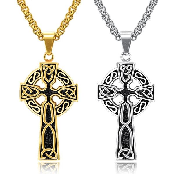 

pendant necklaces products launched in 62mm titanium steel celtic cross, Silver