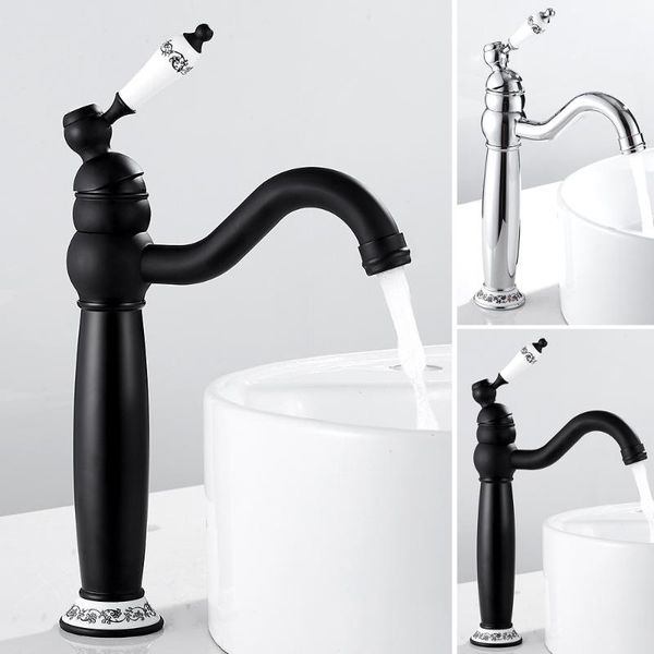 

bathroom sink faucets deck basin mixer tap polished antique/black faucet waterfall