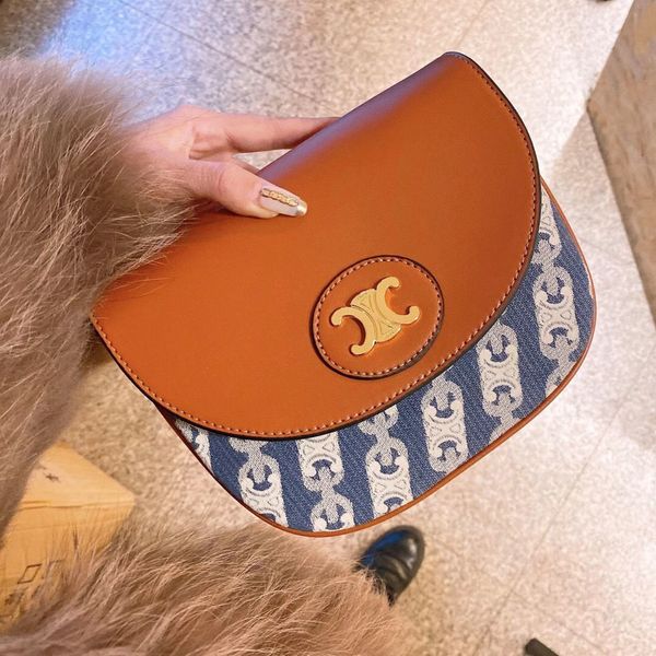

2021 round same half celinse lisa saddle fashion versatile mini lock single shoulder messenger bag women's bag luxuryss designerss yw
