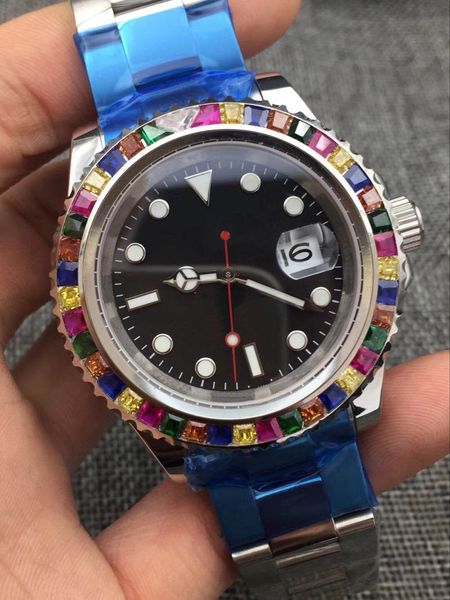 

designer fully automatic men's mechanical watch, 40mm diameter, sapphire glass, rainbow diamond power, christmas gift, Slivery;brown