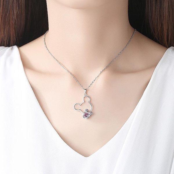

earrings & necklace small mouse shape many color setting cubic zirconia sets party jewelry for women, Silver