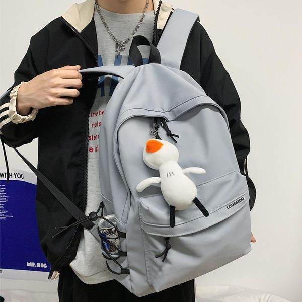 

backpack dcimor large capacity solid color waterproof nylon women men draw string side pocket travel bag student schoolbag