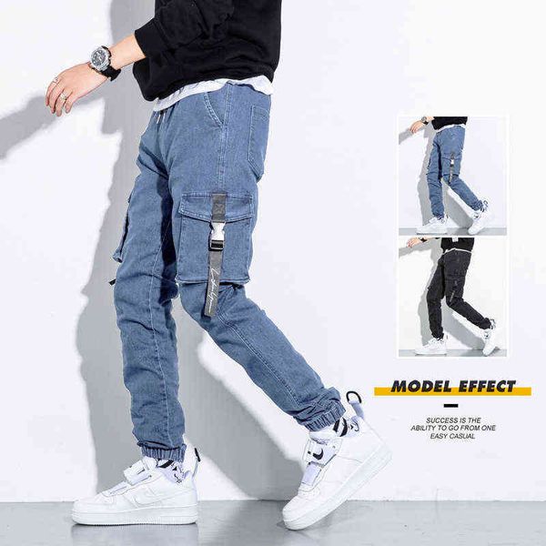 

men's jeans spring and autumn oversized casual jeans loose straight tube legged overalls korean fashion versatile men's pants, Blue