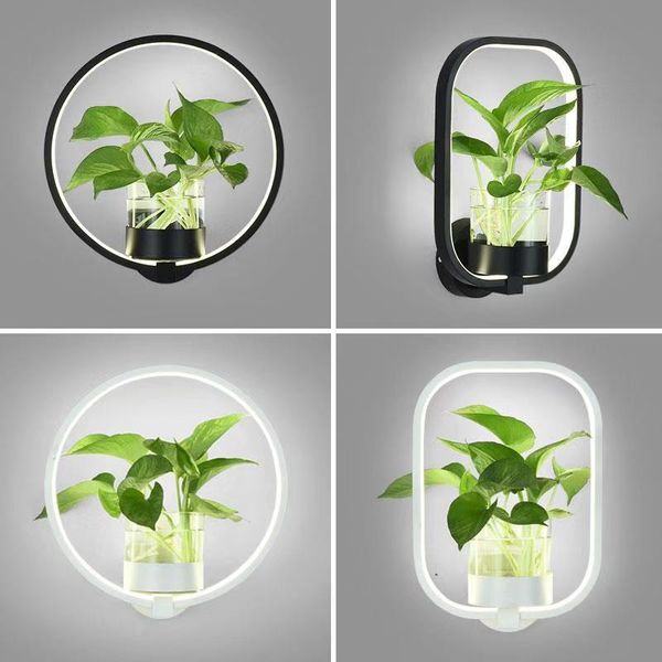 

nordic wall lamp plant led modern sconce minimalist creative living room staircase aisle lighting bedroom bedside decor lights