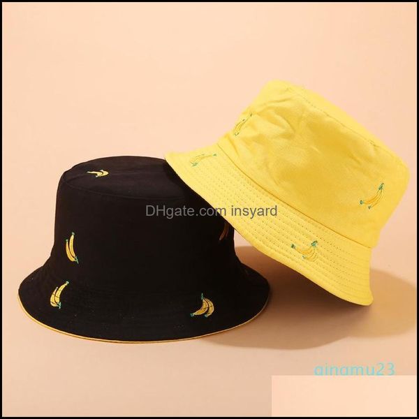 

hats caps headwears athletic as sports & outdoorswholesale-double-sided banana fruit female fisherman hat outdoor sun protection visor bucke, Black;white