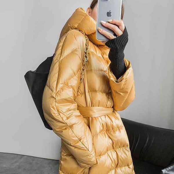 

90 large white duck down long lace jacket women's thickened waist closing jiangnan 2020#md19173-04, Black