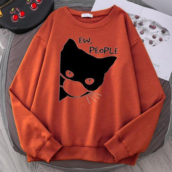 

men's hoodies & sweatshirts funny cute cat ew people fashion warm sweatshirt mens cool autumn clothing fleece loose tracksuit for male, Black