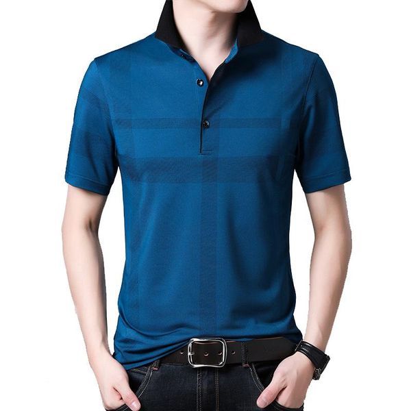 

men's polos mens shirt cotton plus size brand logo short sleeve for summer stripes business fashion casual a07161236, White;black