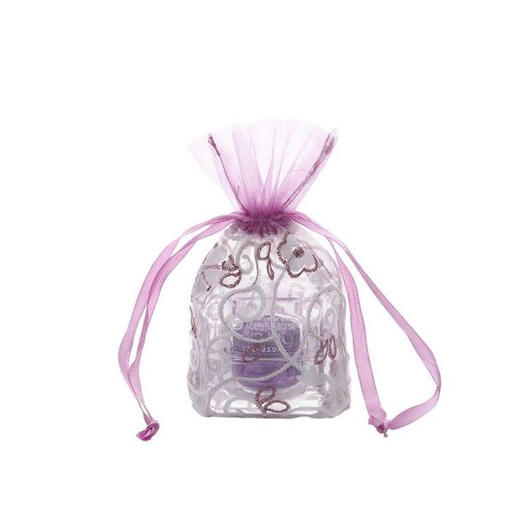 

gift wrap 2/6/12pcs golden drawstring pocket translucent organza bag purple lace jewelry storage christmas decoration 10x14cm
