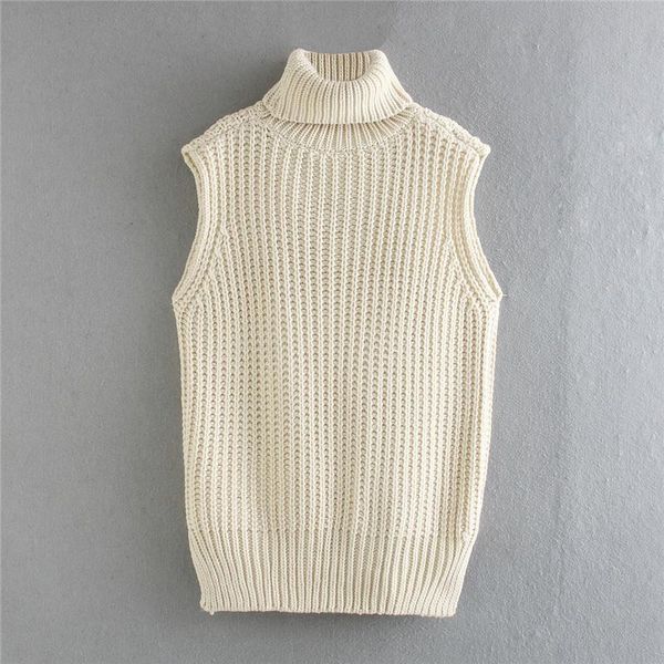 

women's vests ladies jacquard turtleneck knitted vest sweater autumn casual loose solid color winter warm all-match pullover sleeveless, Black;white