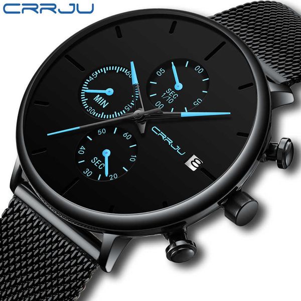 

crrju fashion watch men waterproof slim mesh strap minimalist wrist es for quartz sports clock relogio masculino 210728, Slivery;brown