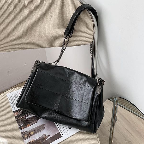 

evening bags designer shoulder for women 2021 vintage thread cover soft pu leather chain handbag lady cross body day fashionable purses