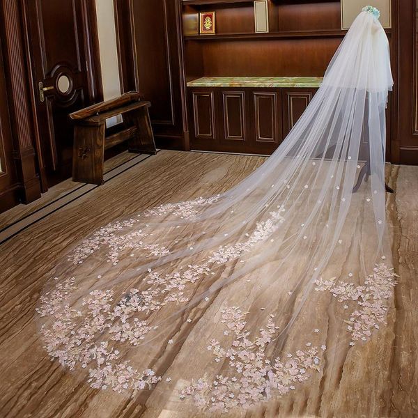 

bridal veils accessories 3mx3.3m flower lace appliques tulle edge wedding veil 2021 with comb, Black