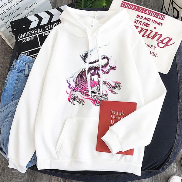 

oversized dragon print women sweatshirt kawaii hoodie 2021 chinese winter aesthetic hoodies long sleeve jacket women's & sweatshirts, Black